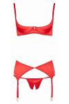 Ensemble lingerie 3 pi�ces ouvert rouge - Cottelli Lingerie